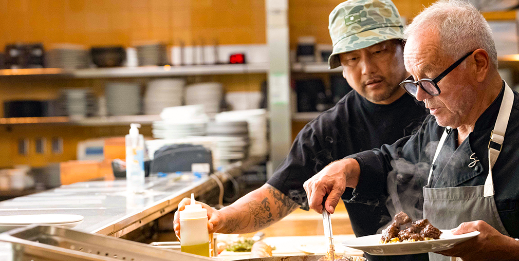 Roy Choi breaks bread with Chef Wolfgang Puck