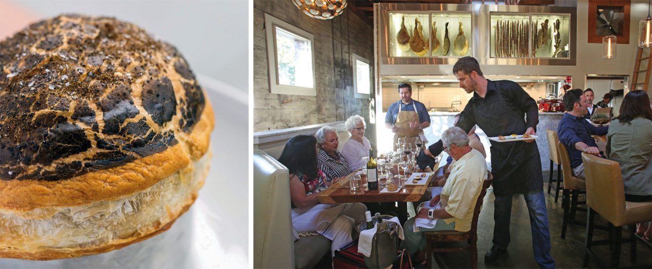 The scallops in puff pastry dish at Valette and the eatery’s chic dining room